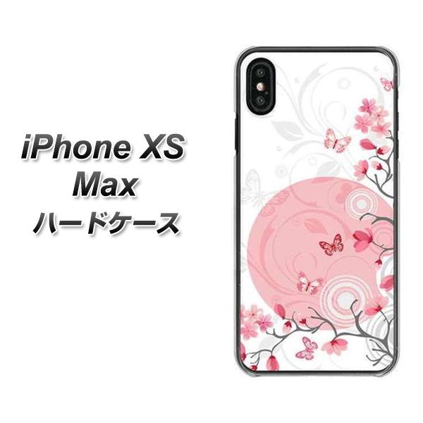 iPhone XS Max 高画質仕上げ 背面印刷 ハードケース【030 花と蝶(うす桃色)】