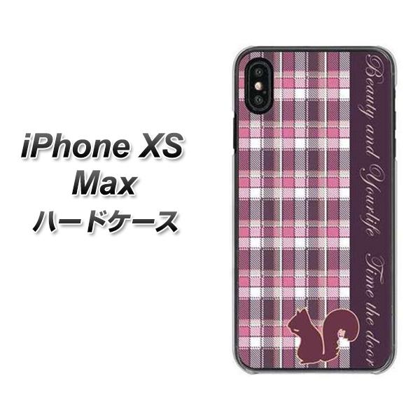 iPhone XS Max 高画質仕上げ 背面印刷 ハードケース【519 チェック柄にリス】