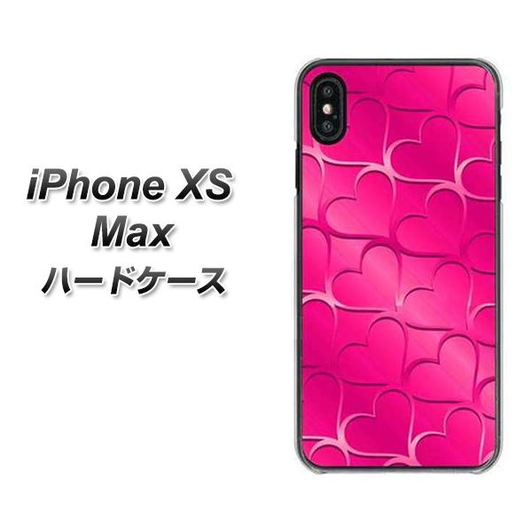 iPhone XS Max 高画質仕上げ 背面印刷 ハードケース【1347 かくれハート(ショッキングピンク)】