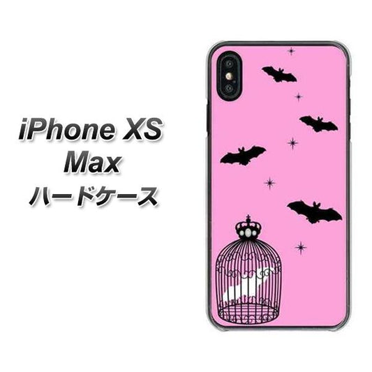 iPhone XS Max 高画質仕上げ 背面印刷 ハードケース【AG808 こうもりの王冠鳥かご(ピンク×黒)】