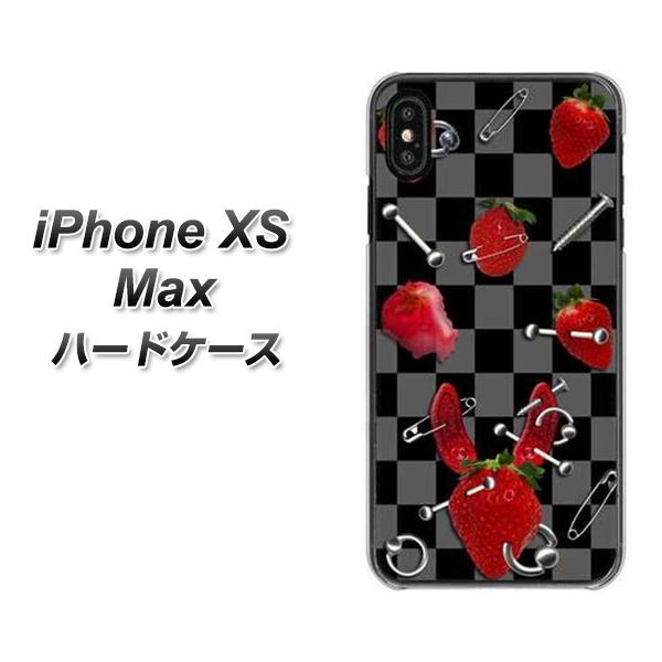 iPhone XS Max 高画質仕上げ 背面印刷 ハードケース【AG833 苺パンク(黒)】