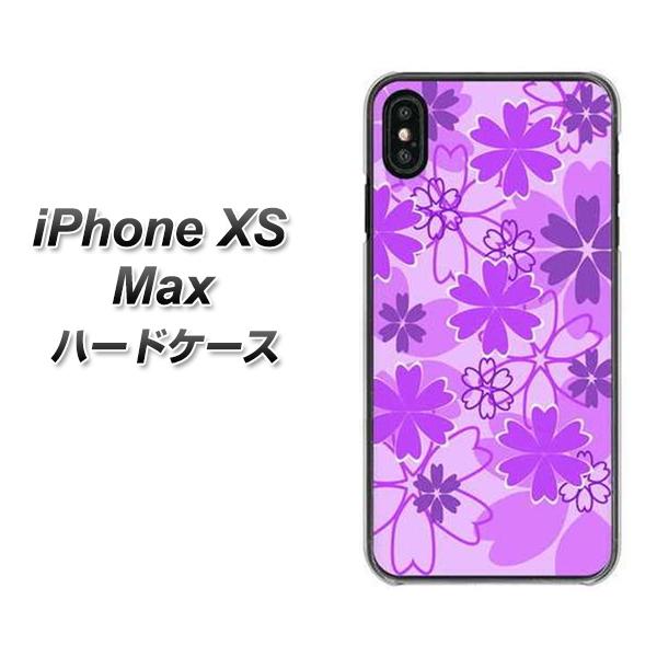 iPhone XS Max 高画質仕上げ 背面印刷 ハードケース【VA960 重なり合う花 パープル】