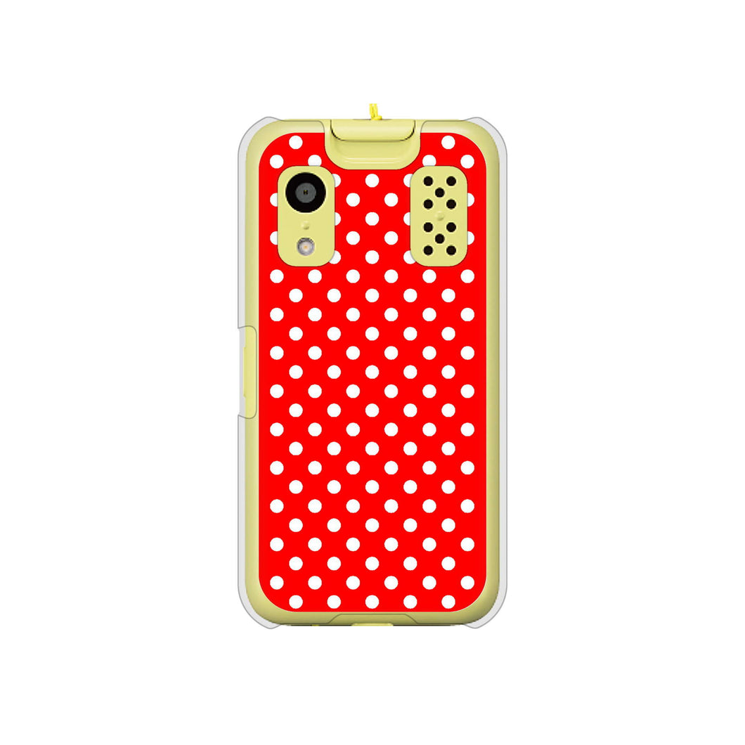 キッズケータイ KY-41C docomo 高画質仕上げ 背面印刷 ハードケース【055 シンプル柄(水玉) レッド】