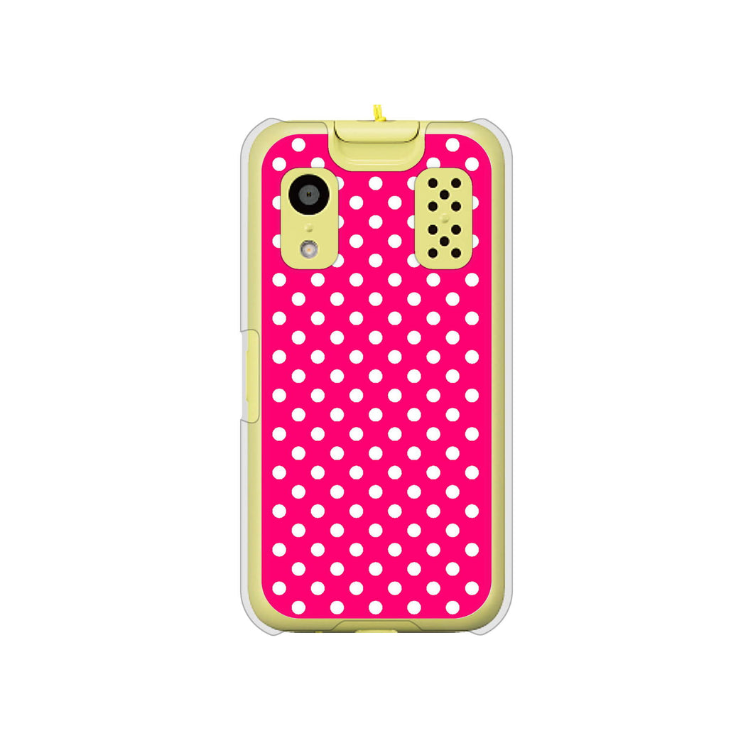 キッズケータイ KY-41C docomo 高画質仕上げ 背面印刷 ハードケース【056 シンプル柄(水玉) ピンク】