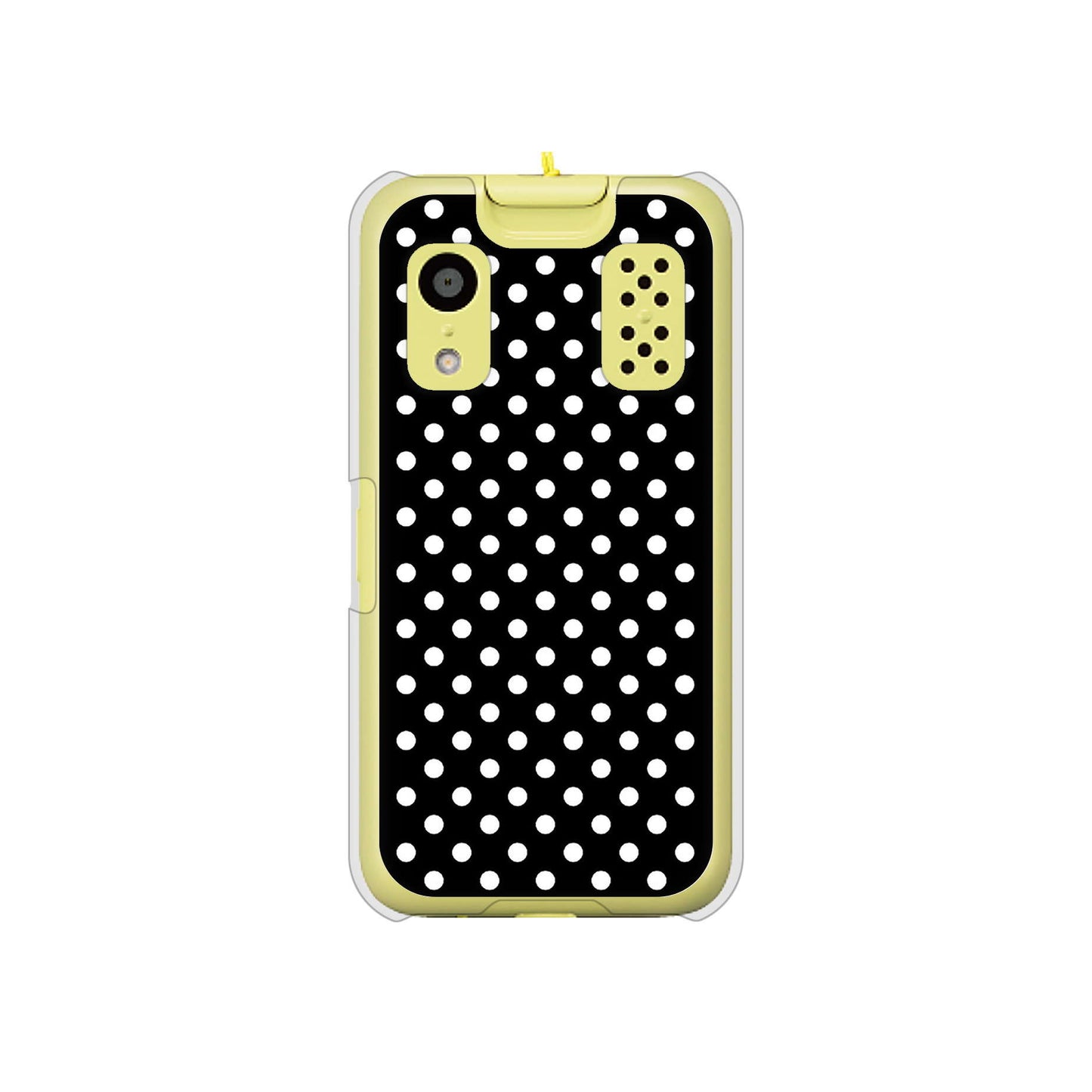 キッズケータイ KY-41C docomo 高画質仕上げ 背面印刷 ハードケース【059 シンプル柄(水玉) ブラック】