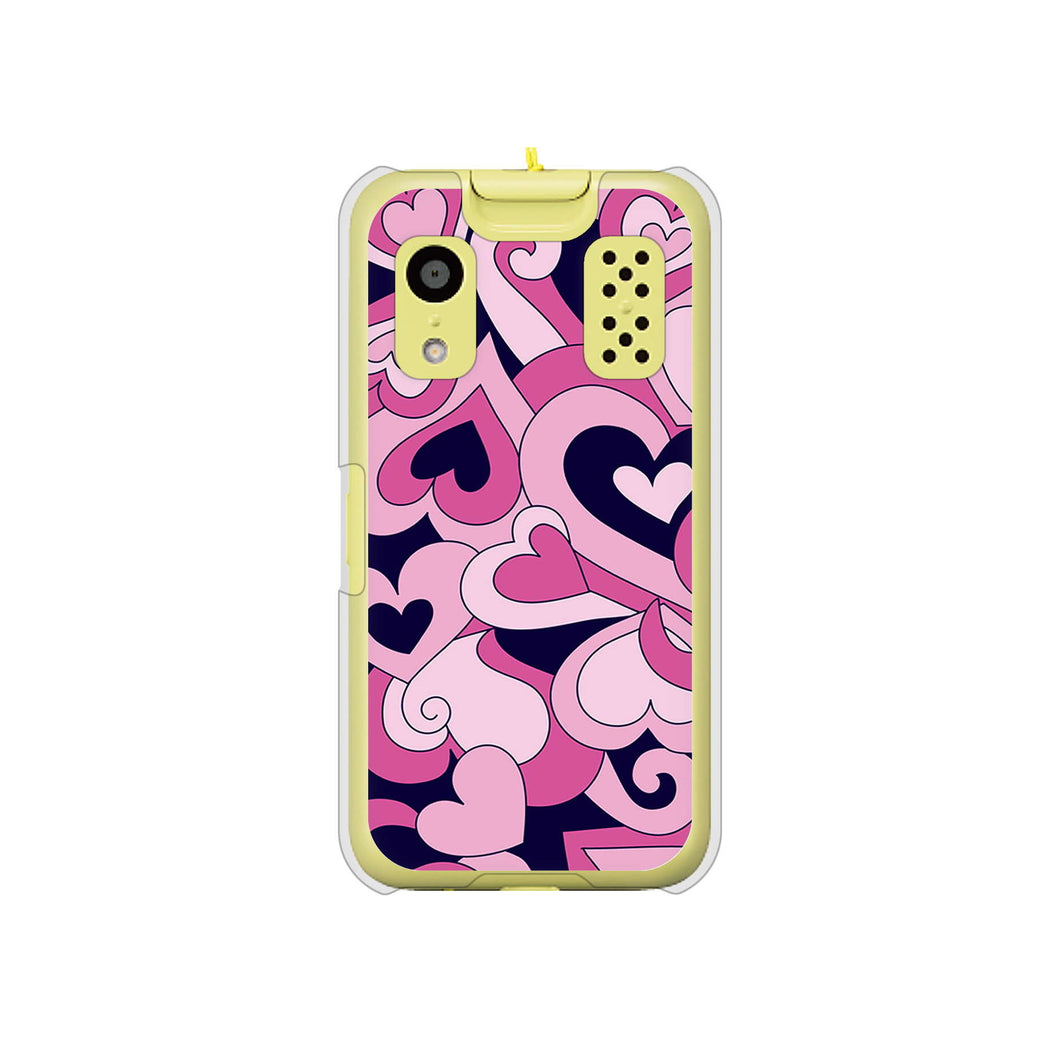 キッズケータイ KY-41C docomo 高画質仕上げ 背面印刷 ハードケース【223 ハートの調べ】