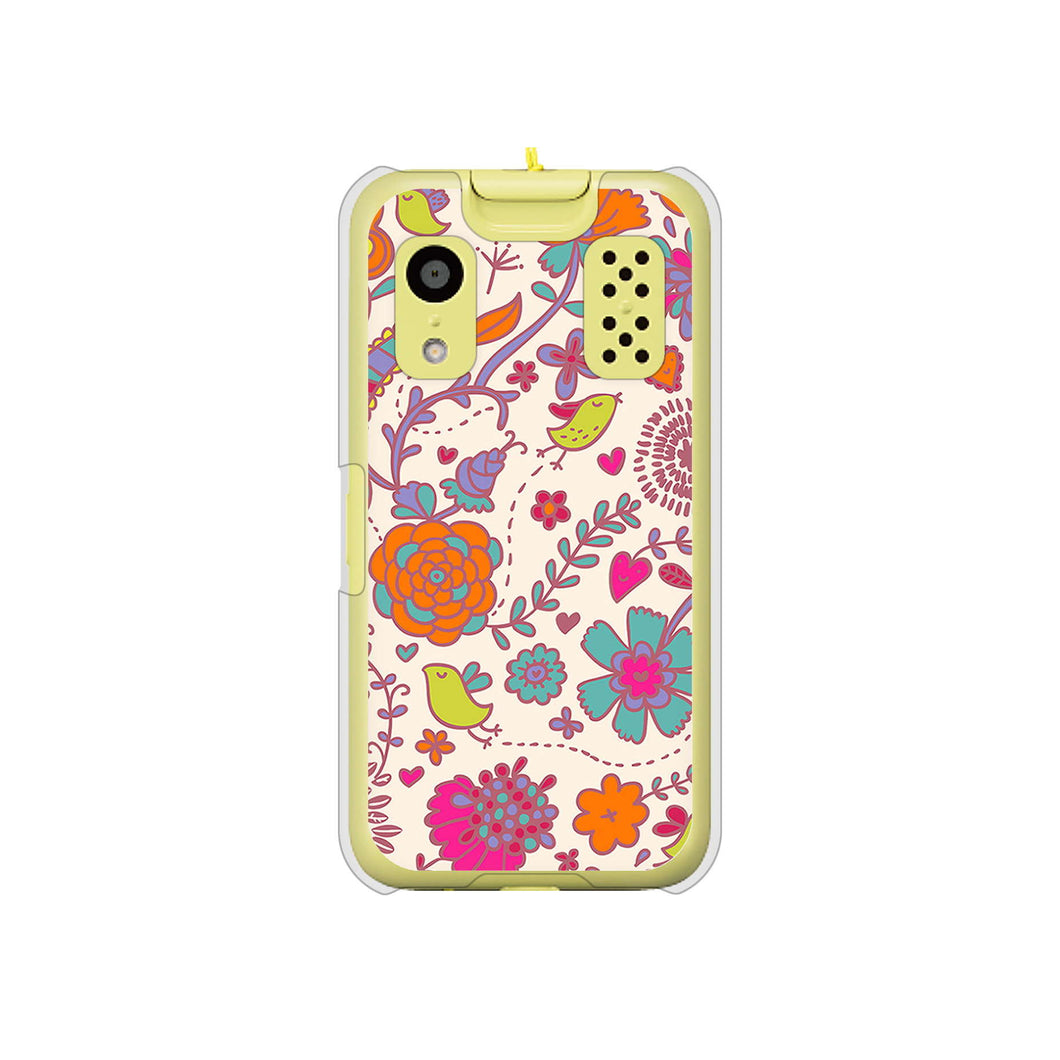 キッズケータイ KY-41C docomo 高画質仕上げ 背面印刷 ハードケース【323 小鳥と花】