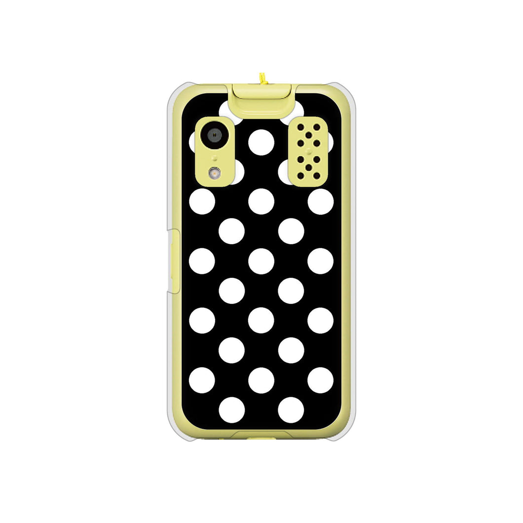 キッズケータイ KY-41C docomo 高画質仕上げ 背面印刷 ハードケース【332 シンプル柄(水玉)ブラックBig】