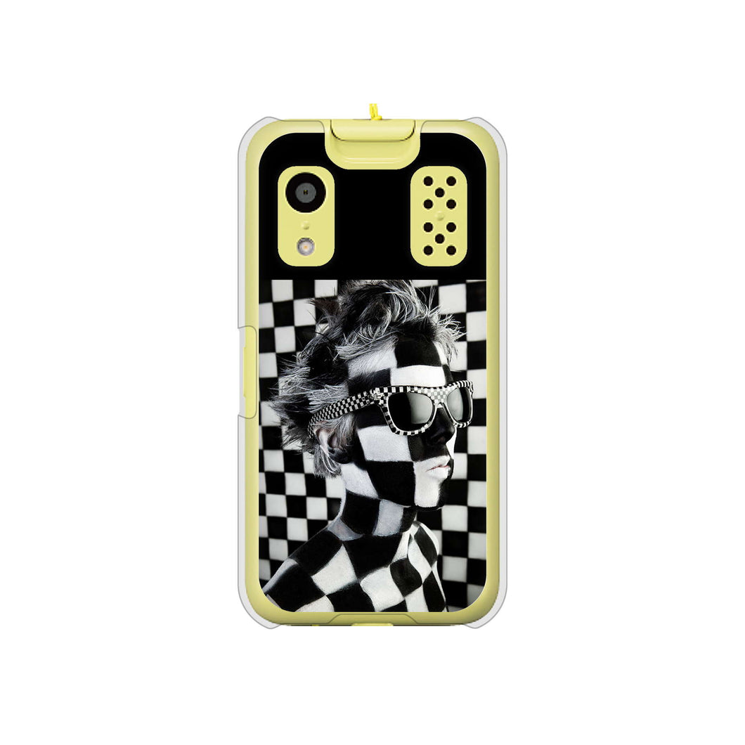 キッズケータイ KY-41C docomo 高画質仕上げ 背面印刷 ハードケース【357 bk&wh】