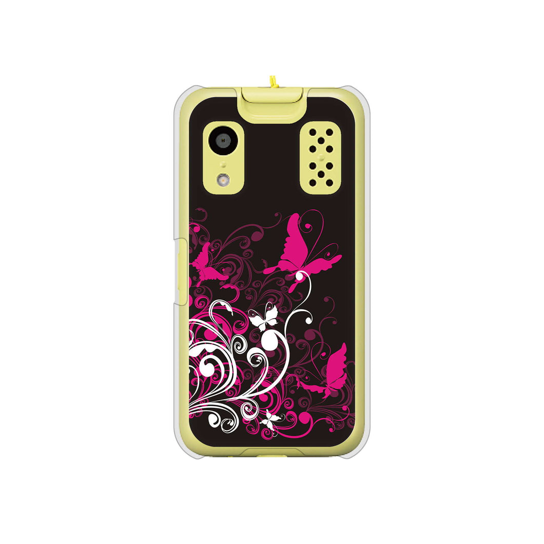 キッズケータイ KY-41C docomo 高画質仕上げ 背面印刷 ハードケース【585 闇に舞う蝶】