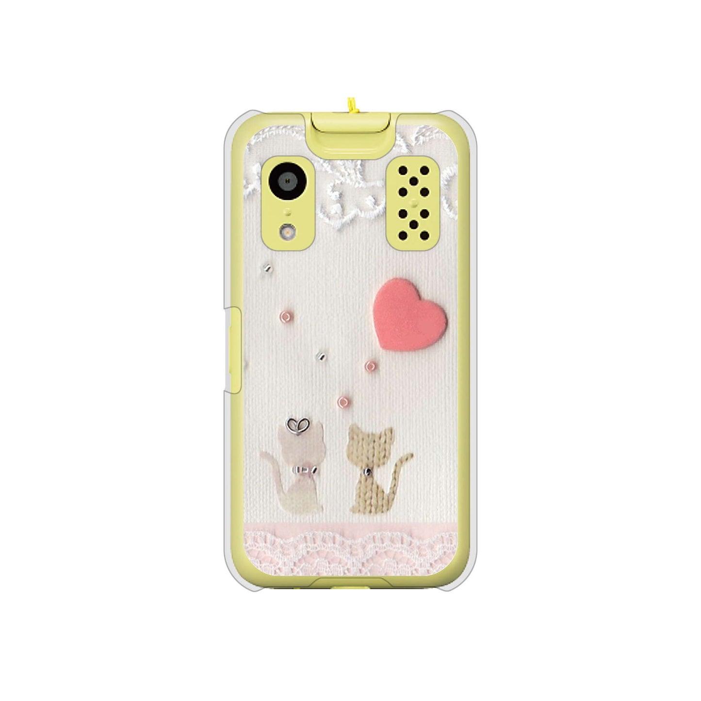 キッズケータイ KY-41C docomo 高画質仕上げ 背面印刷 ハードケース【1104 クラフト写真ネコ(ハートM)】