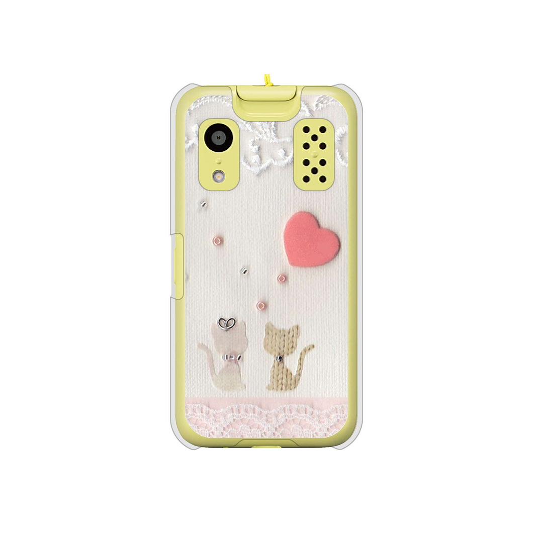 キッズケータイ KY-41C docomo 高画質仕上げ 背面印刷 ハードケース【1104 クラフト写真ネコ(ハートM)】