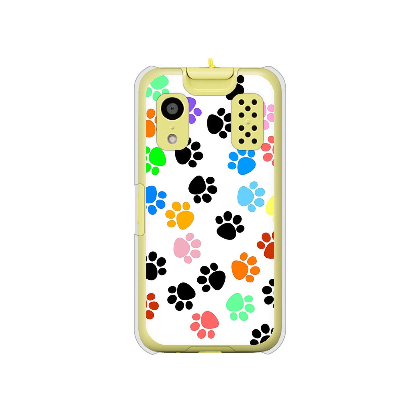 キッズケータイ KY-41C docomo 高画質仕上げ 背面印刷 ハードケース【1108 あしあとカラフル】