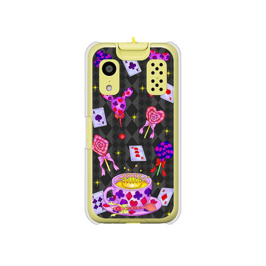 キッズケータイ KY-41C docomo 高画質仕上げ 背面印刷 ハードケース【AG818 トランプティー(黒)】