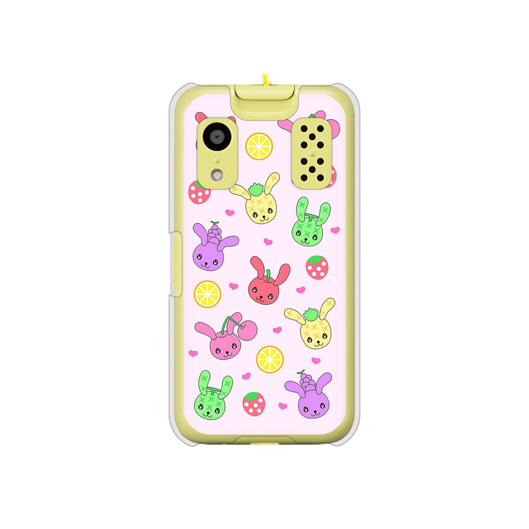 キッズケータイ KY-41C docomo 高画質仕上げ 背面印刷 ハードケース【AG825 フルーツうさぎのブルーラビッツ(ピンク)】