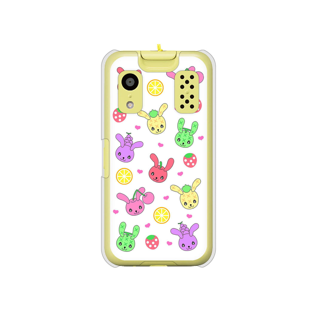 キッズケータイ KY-41C docomo 高画質仕上げ 背面印刷 ハードケース【AG826 フルーツうさぎのブルーラビッツ(白)】