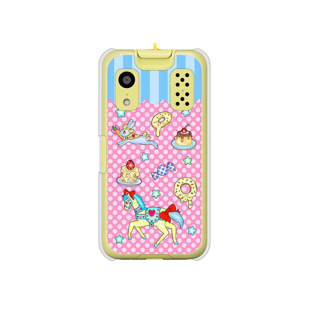 キッズケータイ KY-41C docomo 高画質仕上げ 背面印刷 ハードケース【AG827 メリーゴーランド(ピンク)】