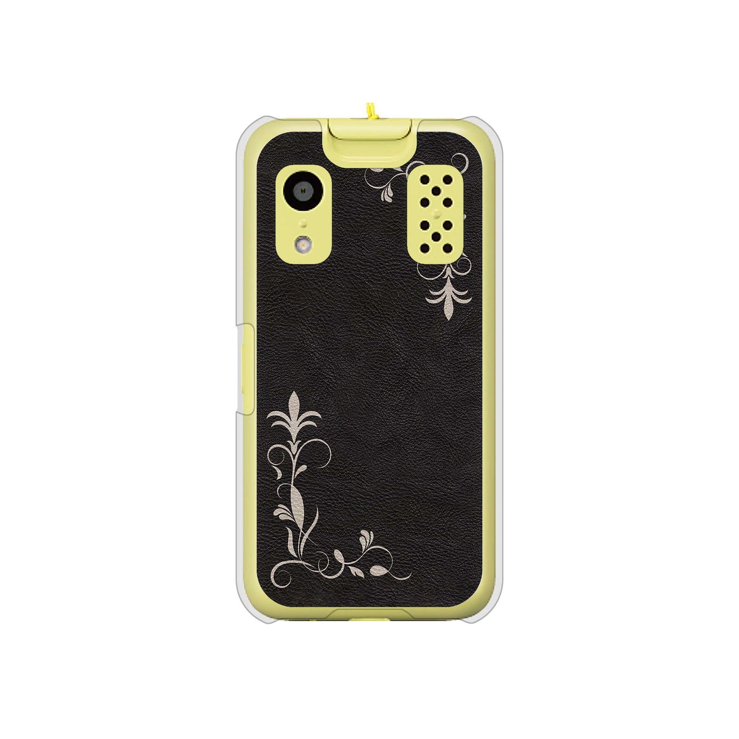 キッズケータイ KY-41C docomo 高画質仕上げ 背面印刷 ハードケース【EK825 レザー風グラスフレーム】