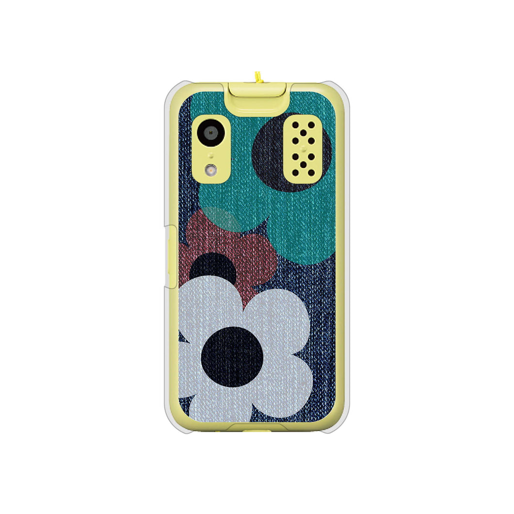 キッズケータイ KY-41C docomo 高画質仕上げ 背面印刷 ハードケース【EK869 ルーズフラワーinデニム風】