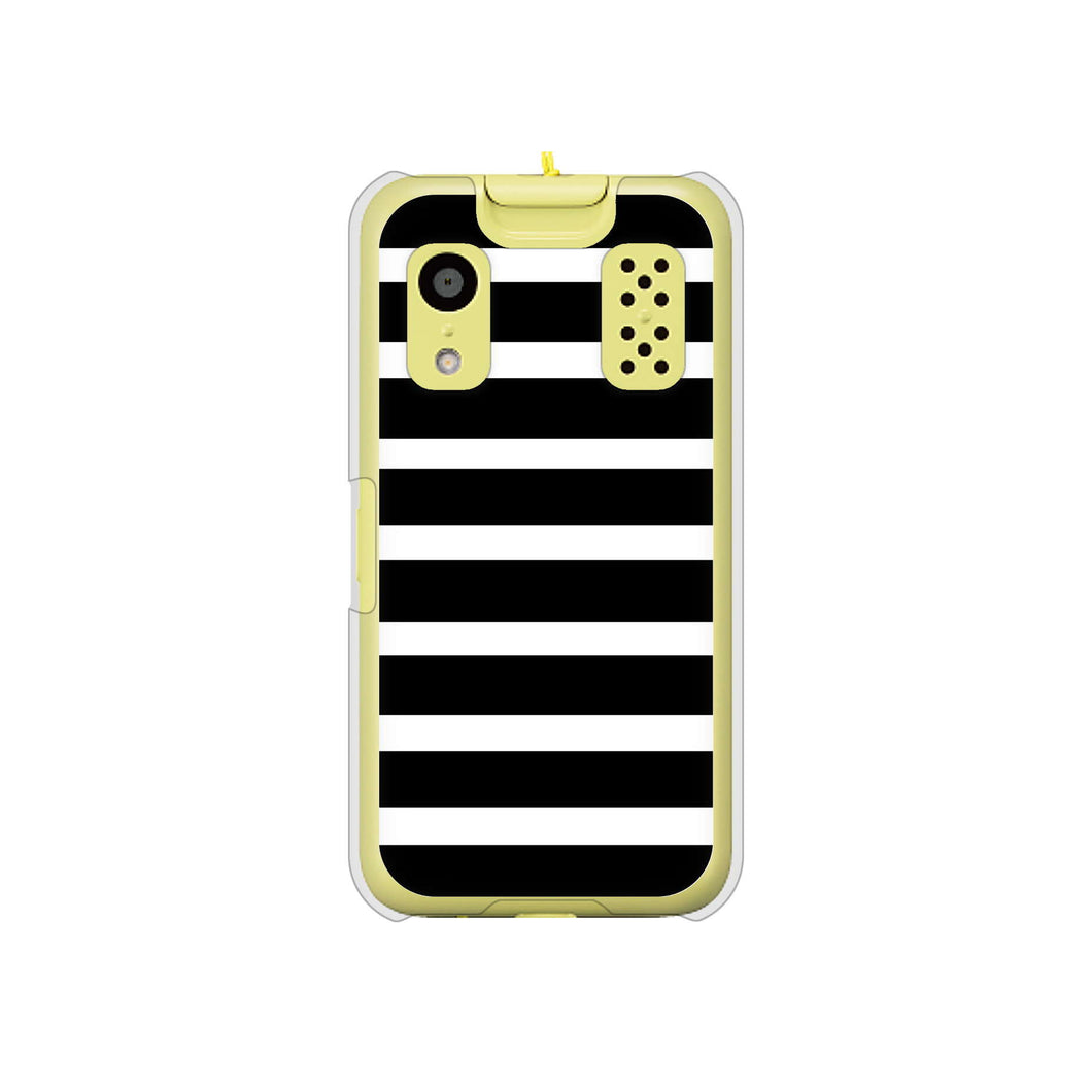 キッズケータイ KY-41C docomo 高画質仕上げ 背面印刷 ハードケース【EK879 ボーダーブラック(L)】