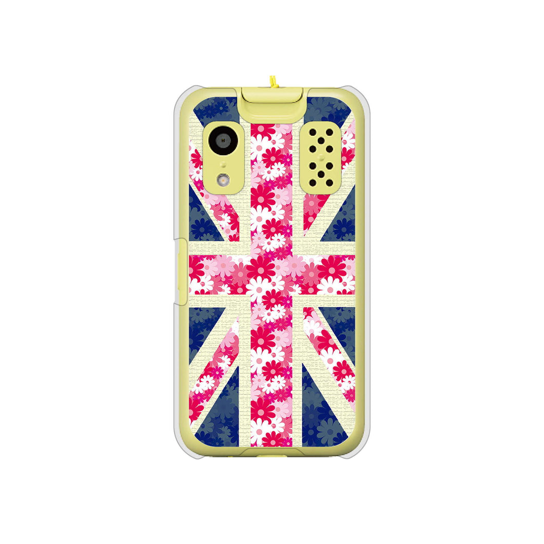 キッズケータイ KY-41C docomo 高画質仕上げ 背面印刷 ハードケース【EK894 ユニオンジャックフラワー】