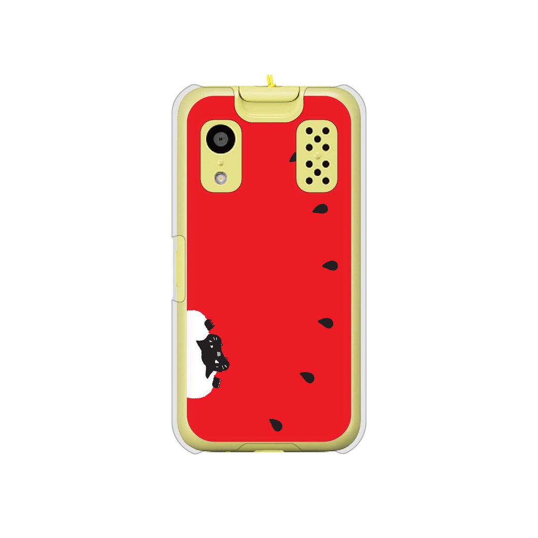 キッズケータイ KY-41C docomo 高画質仕上げ 背面印刷 ハードケース【IA812 すいかをかじるネコ】