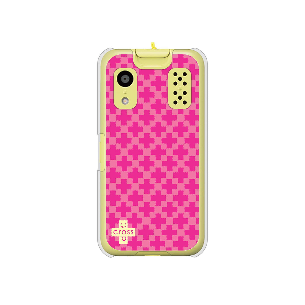 キッズケータイ KY-41C docomo 高画質仕上げ 背面印刷 ハードケース【IB901 クロスドット_ピンク】