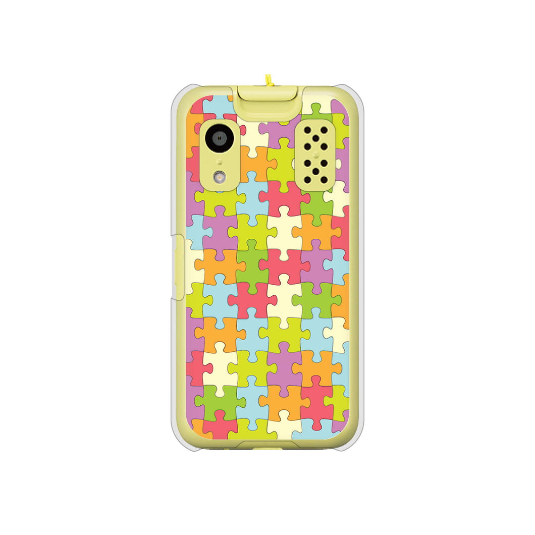 キッズケータイ KY-41C docomo 高画質仕上げ 背面印刷 ハードケース【IB902 ジグソーパズル_カラフル】
