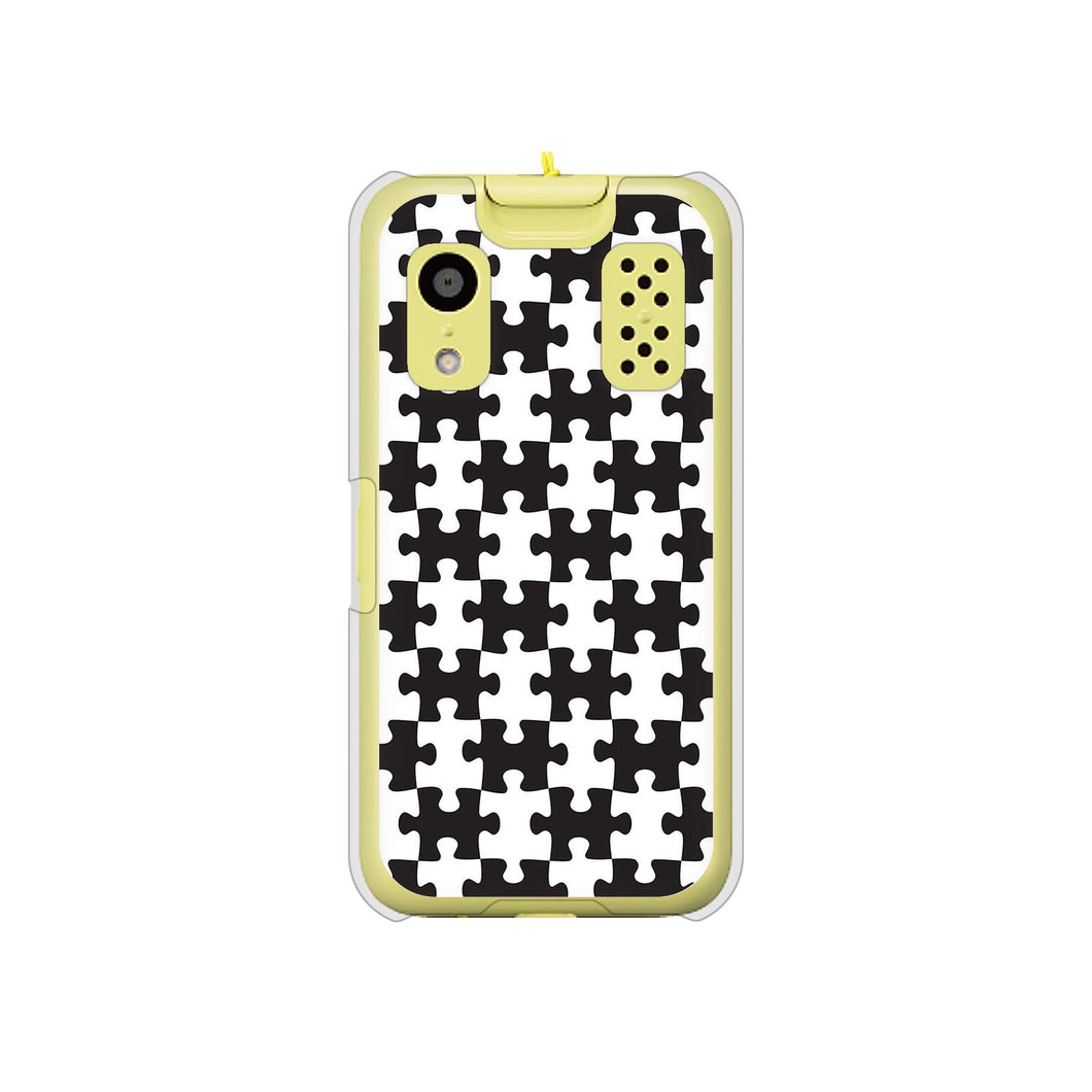 キッズケータイ KY-41C docomo 高画質仕上げ 背面印刷 ハードケース【IB903 ジグソーパズル_モノトーン】