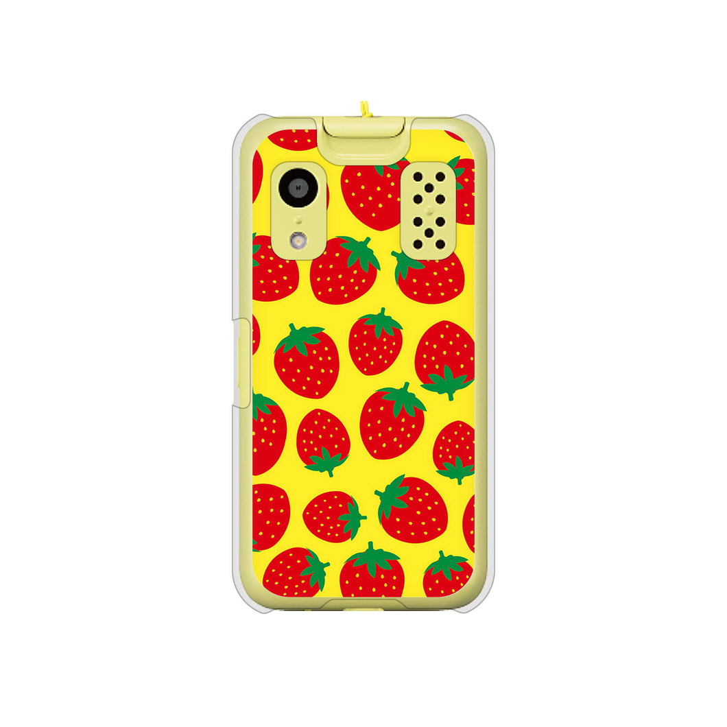 キッズケータイ KY-41C docomo 高画質仕上げ 背面印刷 ハードケース【SC812 小さいイチゴ模様 レッドとイエロー】