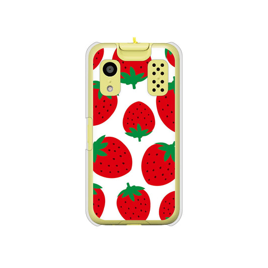 キッズケータイ KY-41C docomo 高画質仕上げ 背面印刷 ハードケース【SC818 大きいイチゴ模様レッド】