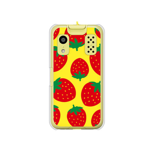 キッズケータイ KY-41C docomo 高画質仕上げ 背面印刷 ハードケース【SC819 大きいイチゴ模様レッドとイエロー】