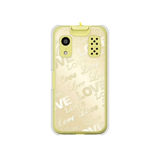 キッズケータイ KY-41C docomo 高画質仕上げ 背面印刷 ハードケース【SC840 エンボス風LOVEリンク(ヌーディーベージュ)】