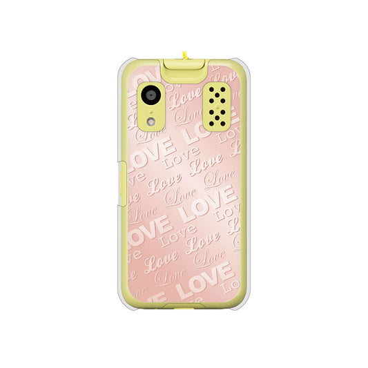 キッズケータイ KY-41C docomo 高画質仕上げ 背面印刷 ハードケース【SC841 エンボス風LOVEリンク(ローズピンク)】