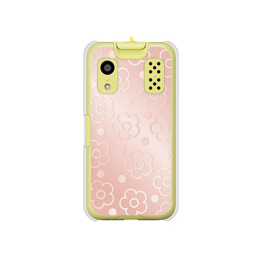 キッズケータイ KY-41C docomo 高画質仕上げ 背面印刷 ハードケース【SC843 エンボス風デイジーシンプル(ローズピンク)】