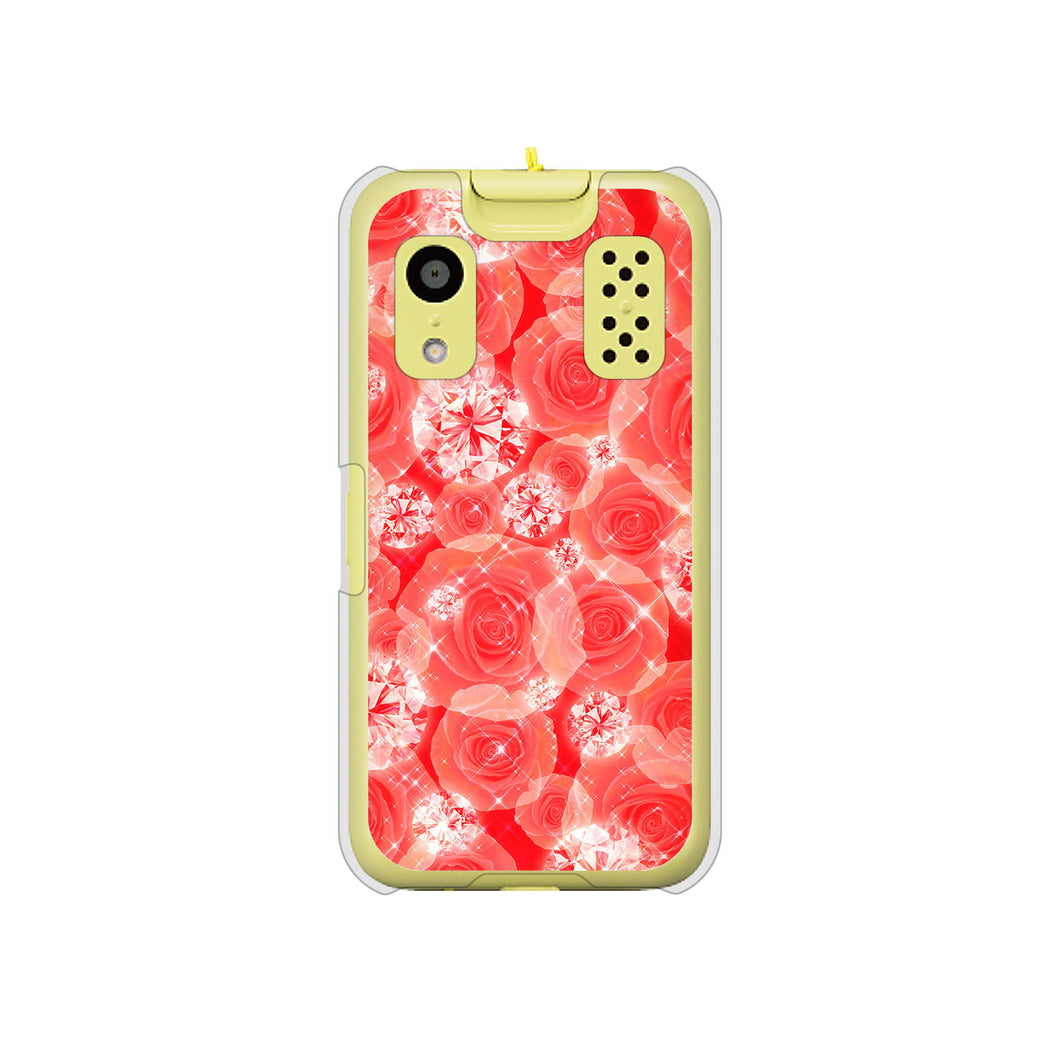 キッズケータイ KY-41C docomo 高画質仕上げ 背面印刷 ハードケース【VA816 ダイヤモンドとバラ】