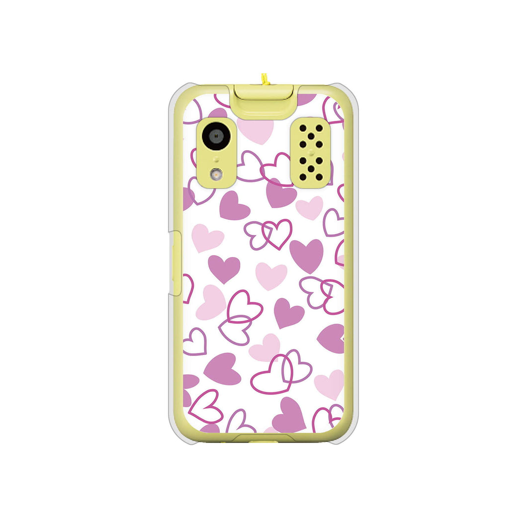 キッズケータイ KY-41C docomo 高画質仕上げ 背面印刷 ハードケース【VA928 ハートがいっぱい パープル】