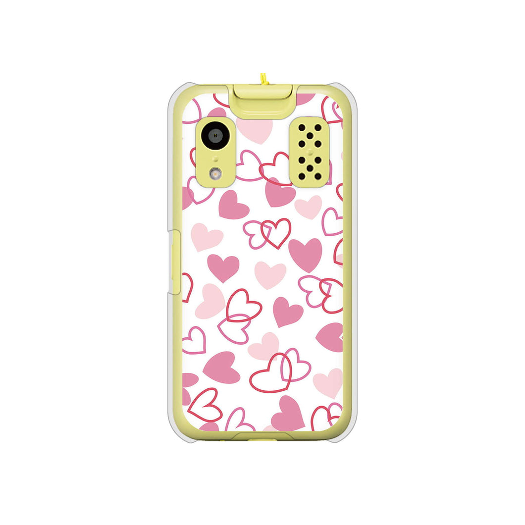 キッズケータイ KY-41C docomo 高画質仕上げ 背面印刷 ハードケース【VA929 ハートがいっぱい ピンク】