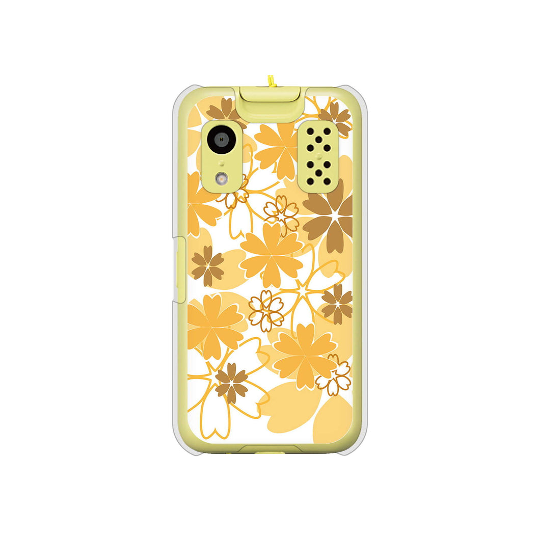 キッズケータイ KY-41C docomo 高画質仕上げ 背面印刷 ハードケース【VA959 重なり合う花 オレンジ】
