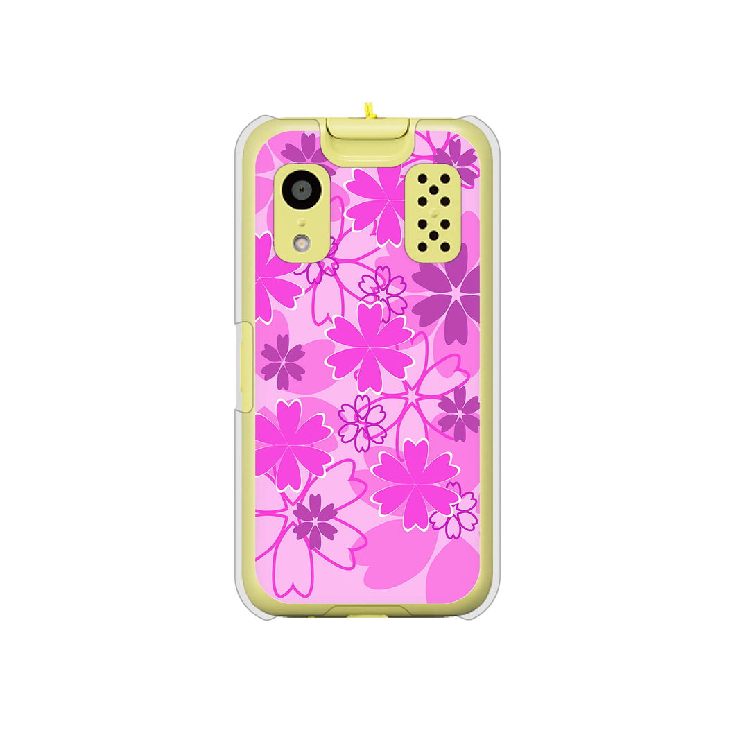 キッズケータイ KY-41C docomo 高画質仕上げ 背面印刷 ハードケース【VA961 重なり合う花 ピンク】