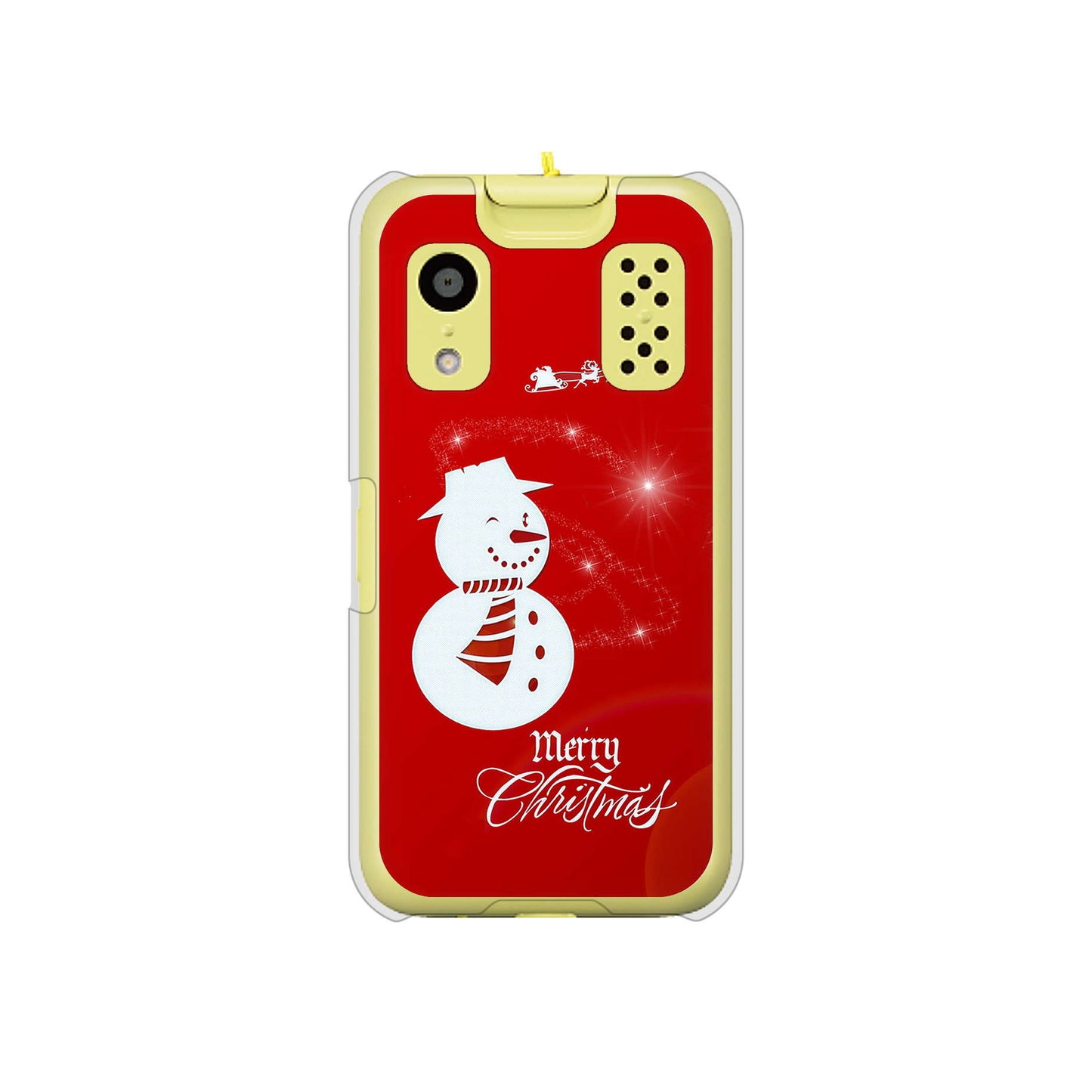 キッズケータイ KY-41C docomo 高画質仕上げ 背面印刷 ハードケース【XA802 ウインク雪だるま】