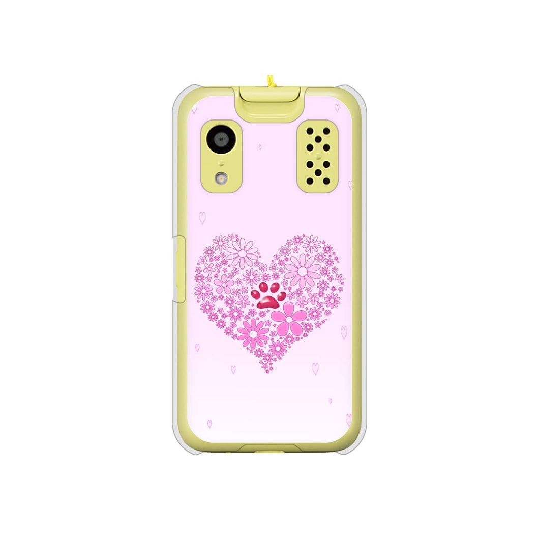 キッズケータイ KY-41C docomo 高画質仕上げ 背面印刷 ハードケース【YA956 ハート03 素材クリア】