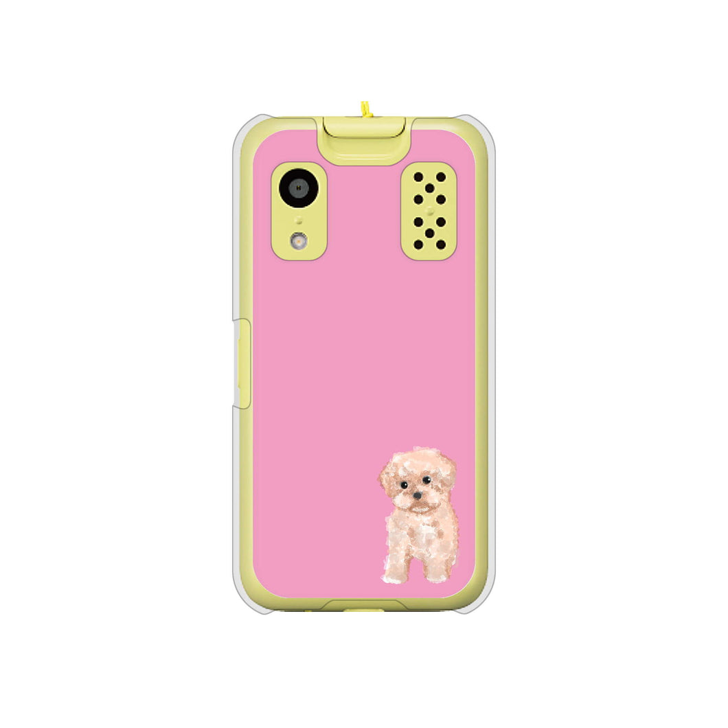 キッズケータイ KY-41C docomo 高画質仕上げ 背面印刷 ハードケース【YJ061 トイプードルアプリコット(ピンク)】