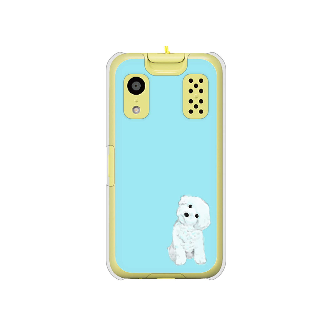 キッズケータイ KY-41C docomo 高画質仕上げ 背面印刷 ハードケース【YJ070 トイプードルホワイト(ブルー)】