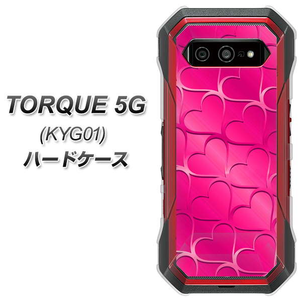 au トルク 5G KYG01 高画質仕上げ 背面印刷 ハードケース【1347 かくれハート(ショッキングピンク)】