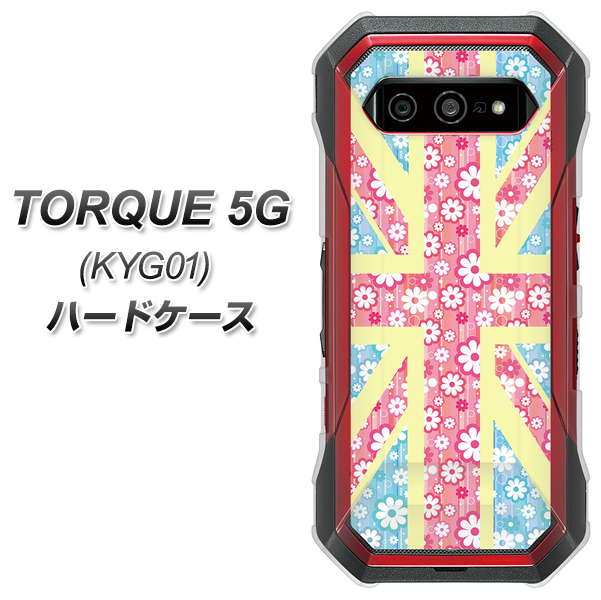 au トルク 5G KYG01 高画質仕上げ 背面印刷 ハードケース【EK895 ユニオンジャックパステルフラワー】