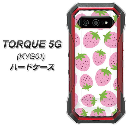 au トルク 5G KYG01 高画質仕上げ 背面印刷 ハードケース【SC809 小さいイチゴ模様 ピンク】