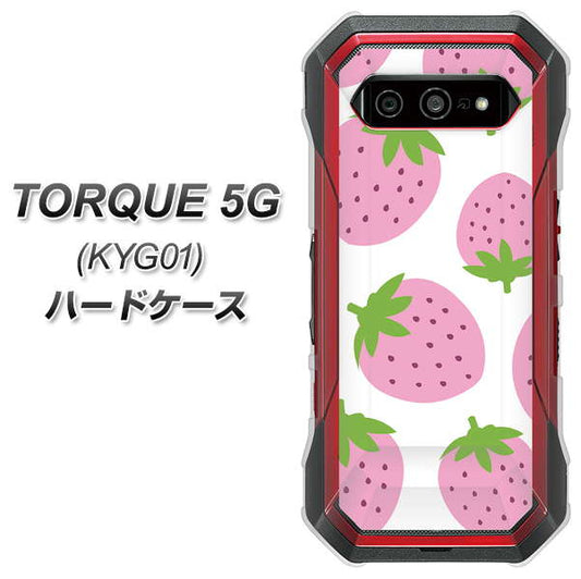 au トルク 5G KYG01 高画質仕上げ 背面印刷 ハードケース【SC816 大きいイチゴ模様 ピンク】