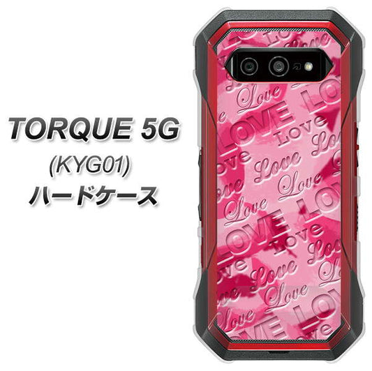 au トルク 5G KYG01 高画質仕上げ 背面印刷 ハードケース【SC845 フラワーヴェルニLOVE濃いピンク（ローズアンディアン）】