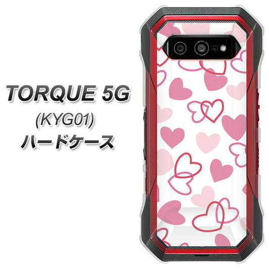 au トルク 5G KYG01 高画質仕上げ 背面印刷 ハードケース【VA929 ハートがいっぱい ピンク】